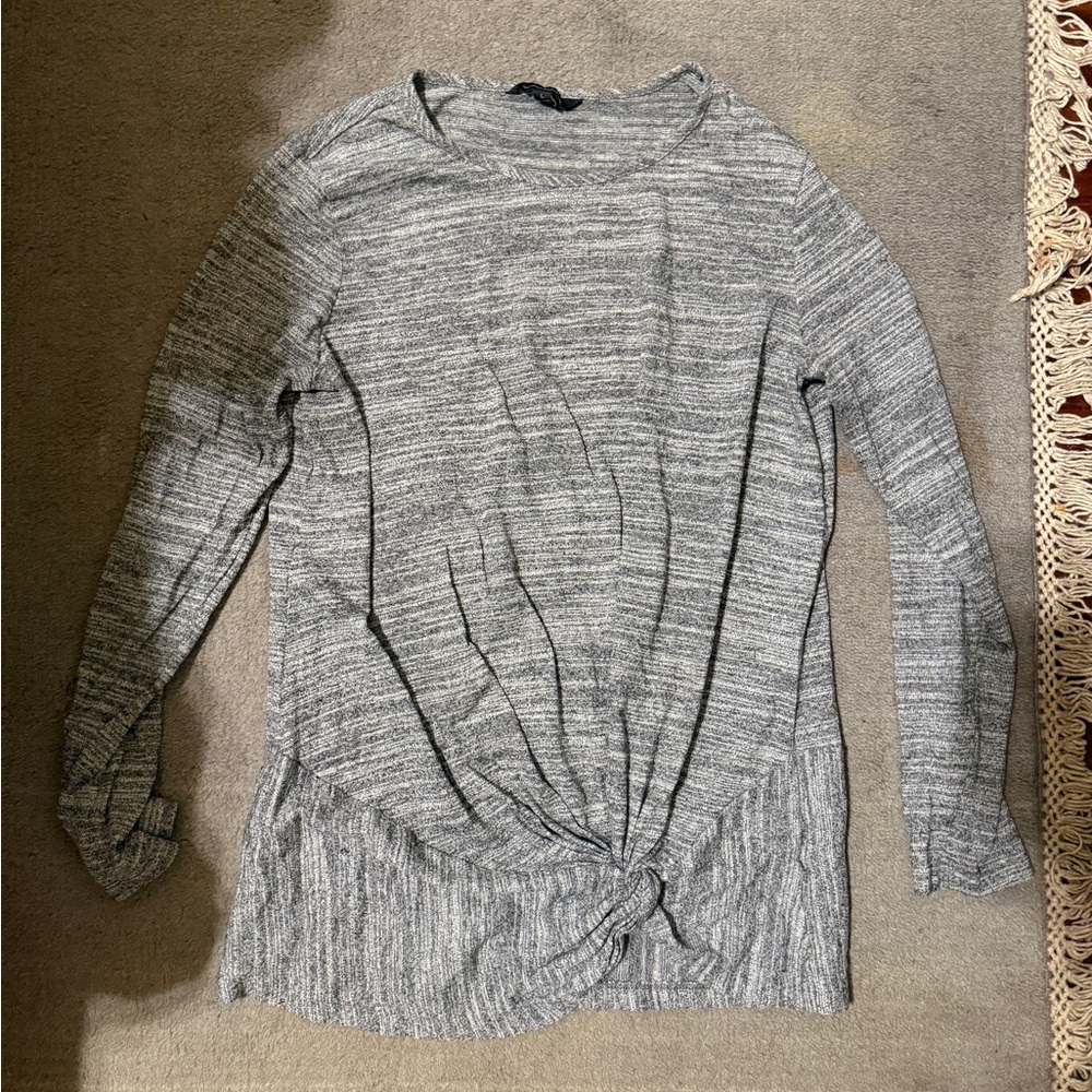 Banana Republic Heather Gray Twist Front Long Sleeve Top Women’s Size L